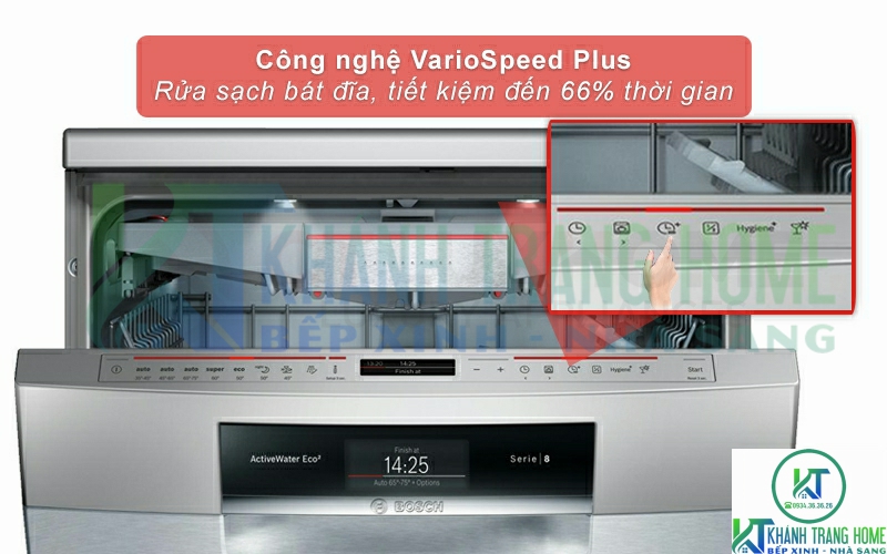 Tính năng VarioSpeed Plus giúp rửa nhanh, tiết kiệm thời gian hơn.