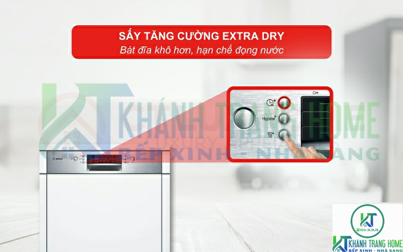 Tính năng sấy tăng cường Extra Dry trên máy rửa chén Bosch SMI46IS03E