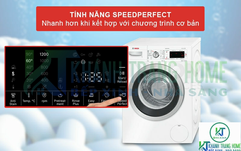 Kích hoạt SpeedPerfect giảm đến 65% thời gian giặt tẩy hơn
