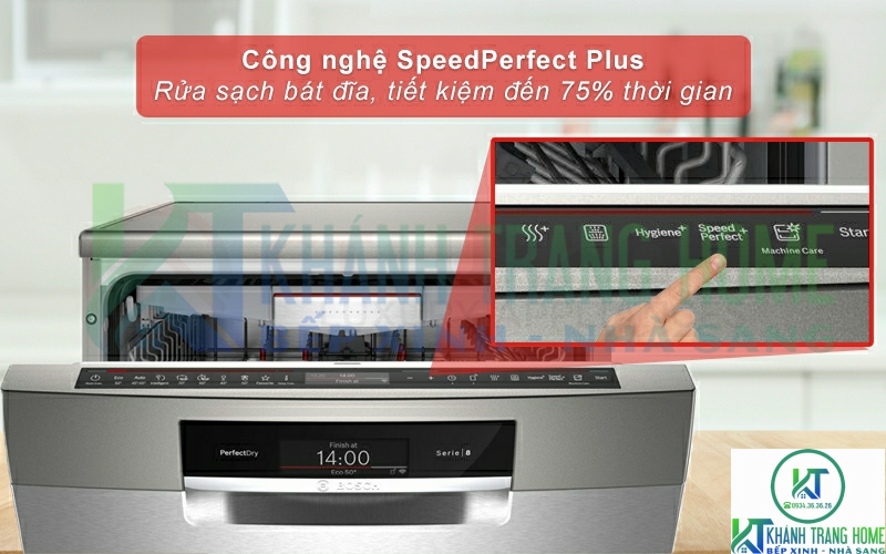 Tiết kiệm lên đến 75% thời gian rửa khi chọn chức năng SpeedPerfect Plus