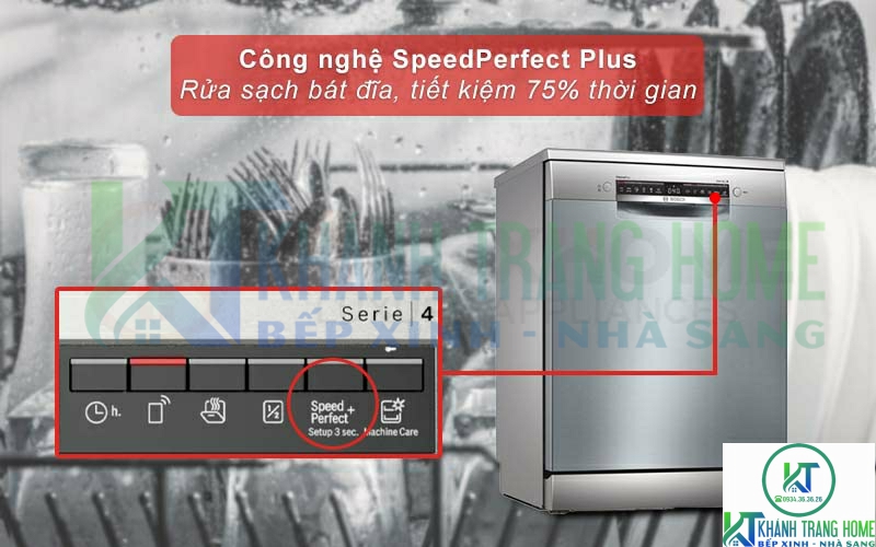 Tính năng SpeedPerfect Plus tiết kiệm đến 75% thời gian rửa.