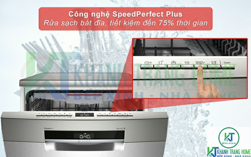 Tiết kiệm đến 75% thời gian rửa khi sử dụng tính năng SpeedPerfect Plus.