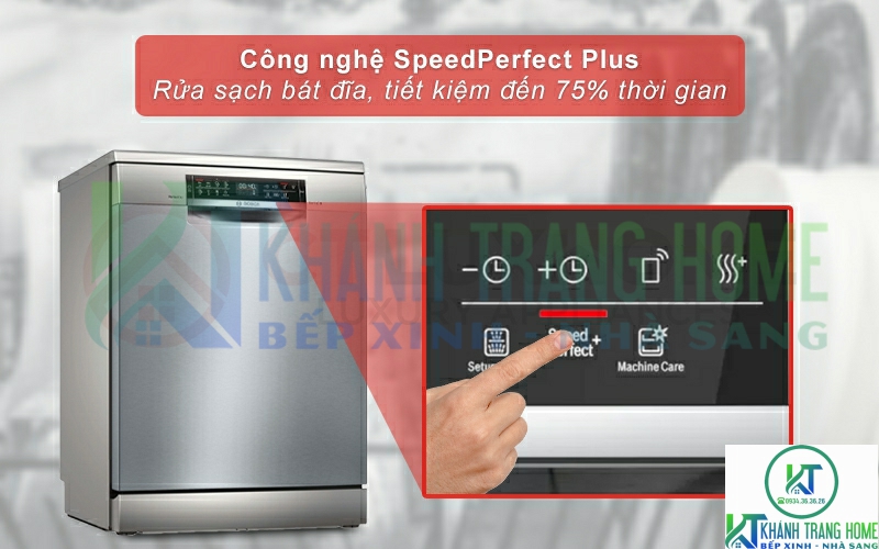 Tiết kiệm 75% thời gian rửa hơn nhờ tính năng SpeedPerfect Plus.