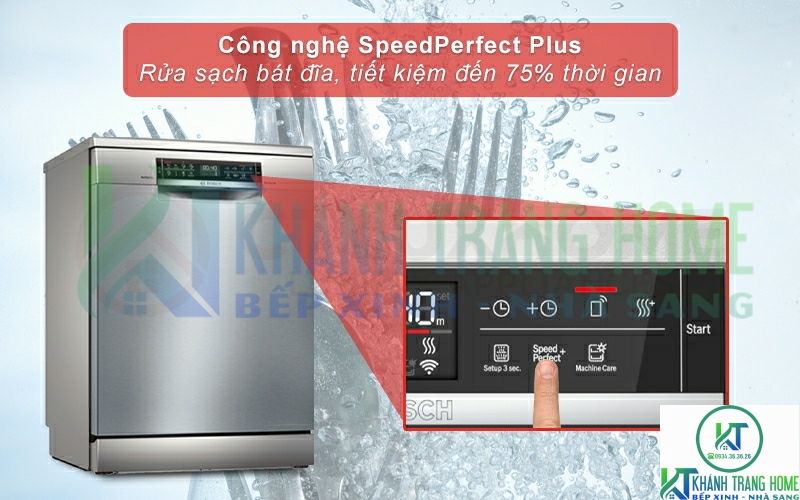 Tiết kiệm đến 75% thời gian rửa khi lựa chọn thêm tính năng SpeedPerfect Pluc.
