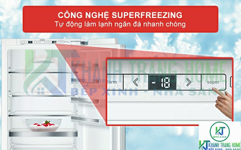 Tự động làm lạnh ngăn đá nhanh chóng với công nghệ Superfreezing