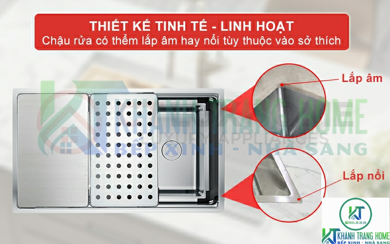 Thiết kế sang trọng có thể lắp âm hoặc lắp nổi linh hoạt