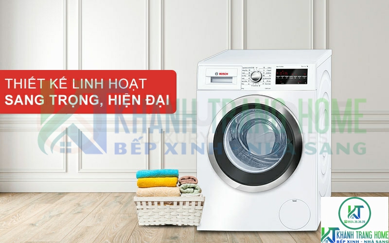 Máy giặt Bosch WAT24480SG thiết kế vuông vức chắc chắn, kiểu dáng hiện đại và sang trọng