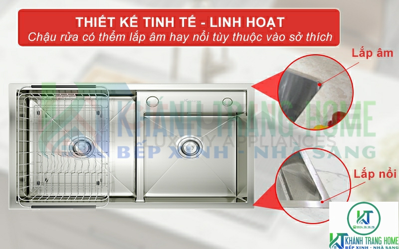 Thiết kế linh hoạt có thể lắp âm hoặc lắp nổi tùy chọn