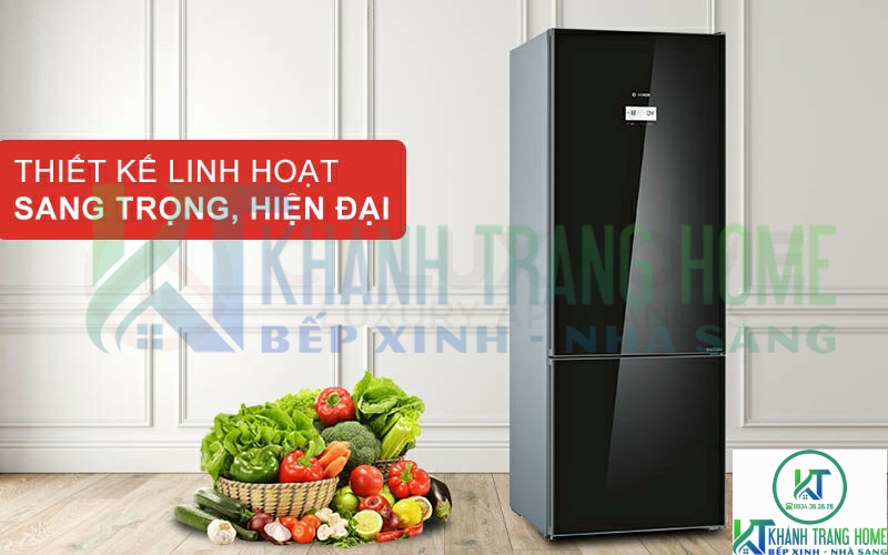 Tủ lạnh Bosch KGN56LB40O serie 6 có thiết kế sang trọng với tấm kính sáng bóng trên bề mặt