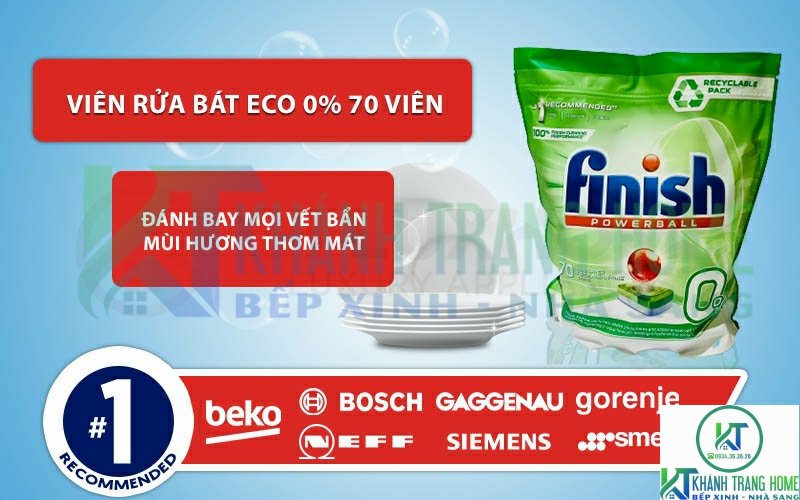 Tính năng vượt trội của Viên rửa chén bát Finish Eco 0% 70 viên