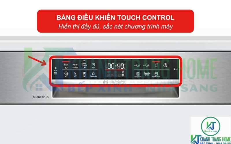Bảng điều khiển Touch Control giúp bạn dễ dàng thao tác