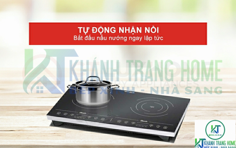 Bếp từ đôi Rommelsbacher CT 3410/IN tự động nhận diện nồi nhanh chóng.