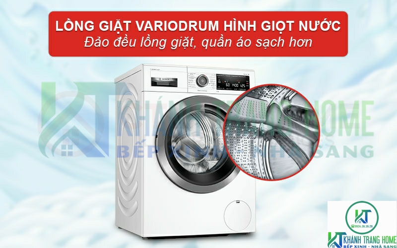 Phân phối nước hiệu quả hơn với thiết kế lồng giặt VarioDrum