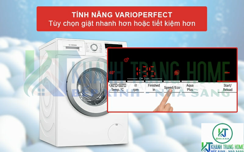 Tùy chọn giặt nhanh hơn hoặc tiết kiệm hơn với chức năng VarioPerfect