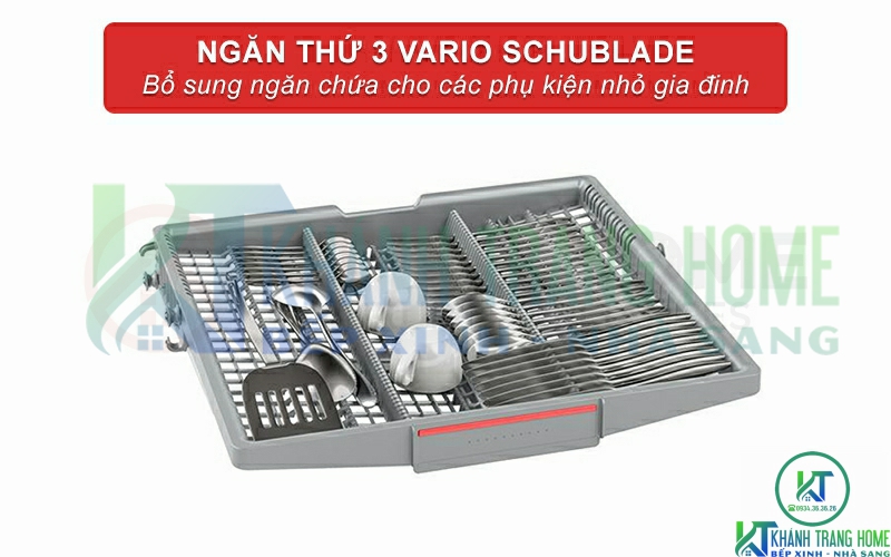 Ngăn chứa thứ 3 Vario Schublade tăng diện tích chứa đồ trong máy rửa bát Bosch SMI6ZCS07E
