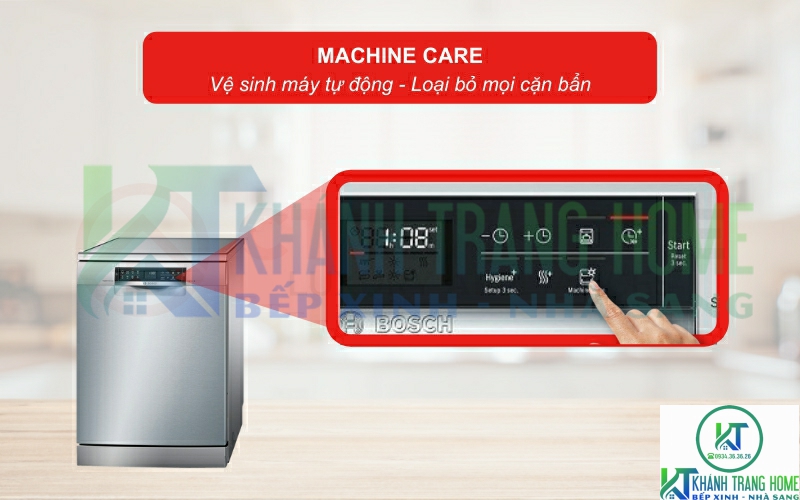 Chức năng Machine Care thông minh giúp vệ sinh khoang máy sau mỗi 30 chu trình rửa