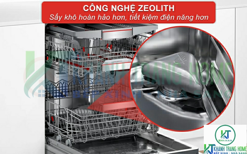 Công nghệ Zeolith giúp bát đĩa khô hoàn hảo hơn, tiết kiệm điện hơn.