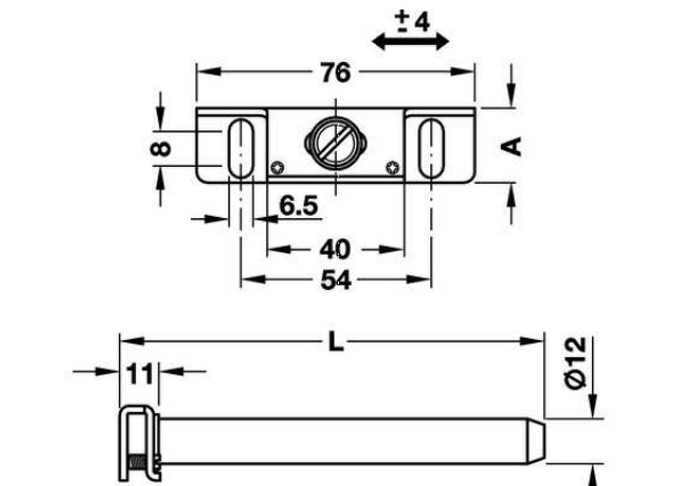 283 - Chốt đỡ kệ âm gắn tường 110mm Hafele 283.33.930