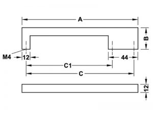 34 12 - Tay nắm tủ Hafele Nicken mờ 204x32mm 110.34.657