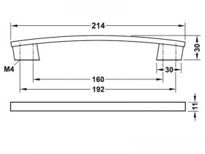 34 36 - Tay nắm tủ Hafele Chrome bóng 228x30mm 110.34.217