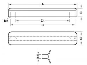 61 18 - Tay nắm tủ Hafele 204 x 25mm 106.61.074