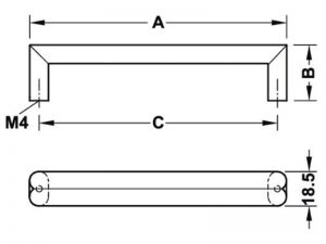 61 23 - Tay nắm tủ Hafele, màu đồng rêu 170x30mm 106.61.034