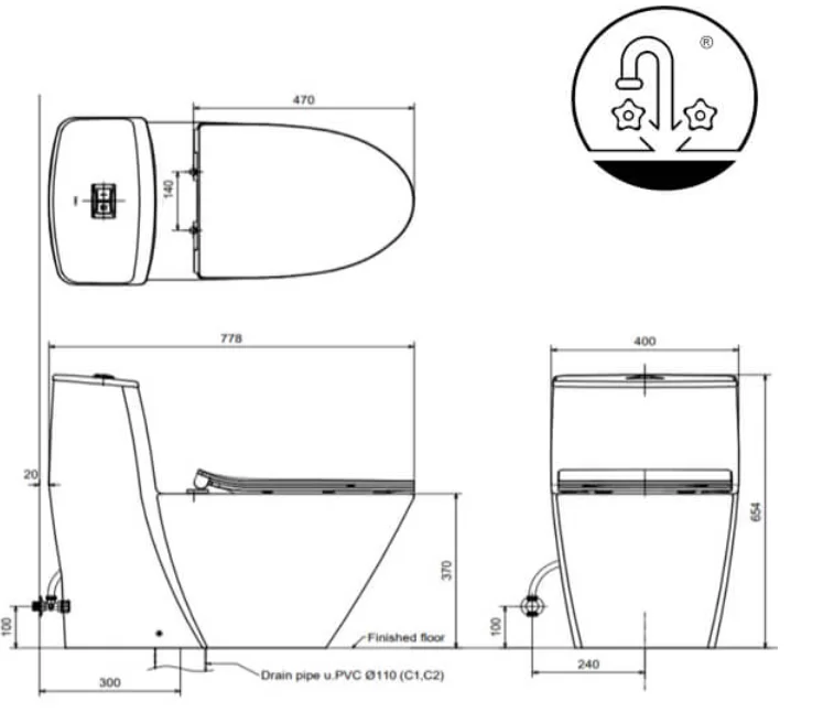 Bồn Cầu INAX AC-919VRN 1 Khối