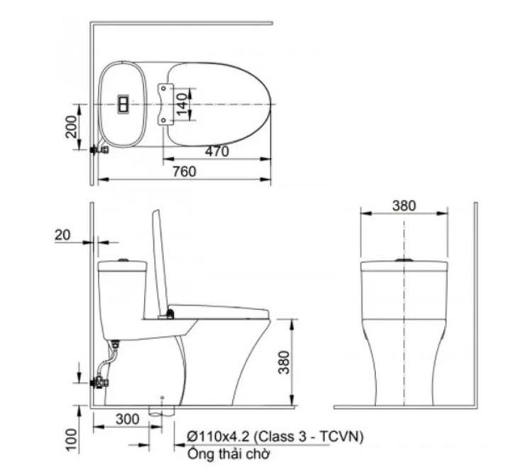 26-1 Bồn Cầu INAX AC-959A/CW-S15VN 1 Khối Nắp Rửa Cơ