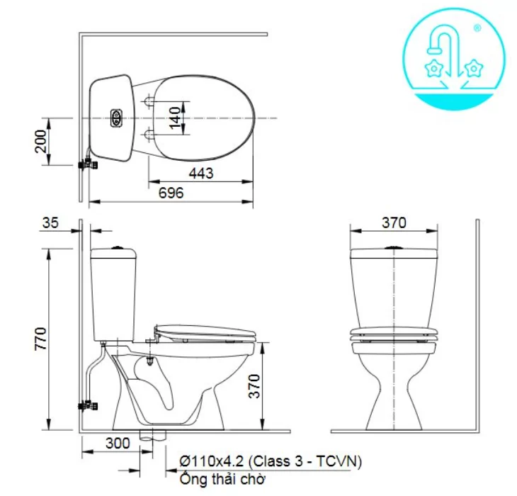Bồn Cầu INAX C-108VA 2 Khối Nắp Thường