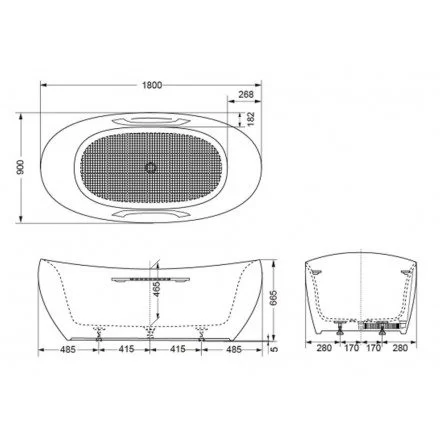 Bồn Tắm TOTO PJY1814HPWE#GW Galalato, Đặt Sàn