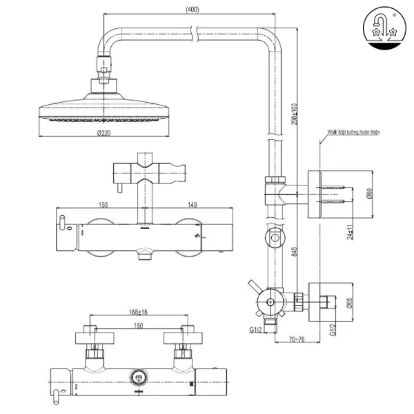 Sen Cây TOTO TBW01303AB Nóng Lạnh