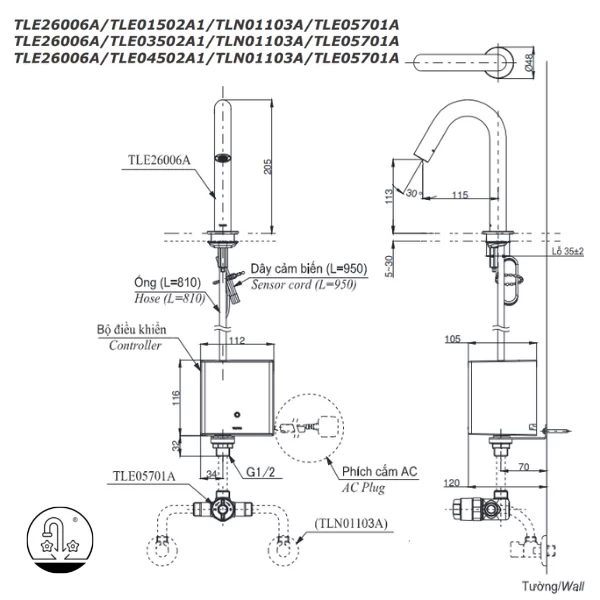 Vòi Lavabo TOTO TLE26006A Cảm Ứng Tự Động