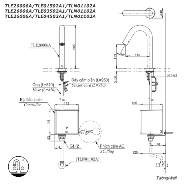 Vòi Lavabo TOTO TLE26006A Cảm Ứng Tự Động