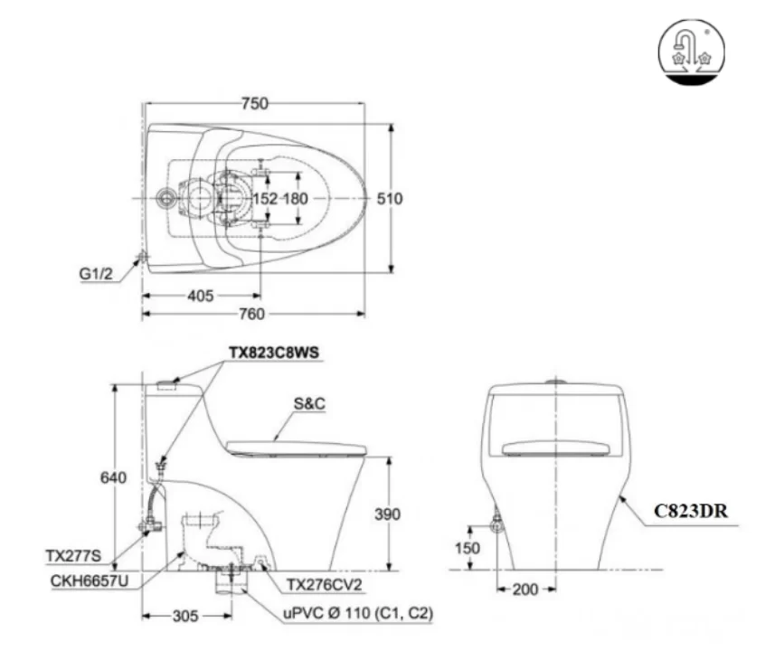 Bồn Cầu Điện Tử TOTO MS823DRW11