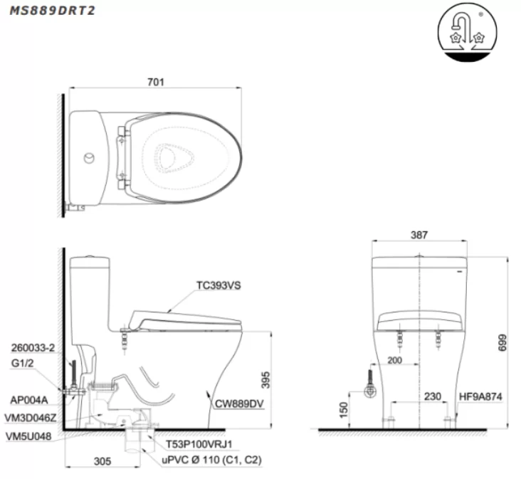 screenshot-2023-04-26-155751 Bồn Cầu TOTO MS889DRT2#XW 1 khối Nắp Đóng Êm TC393VS