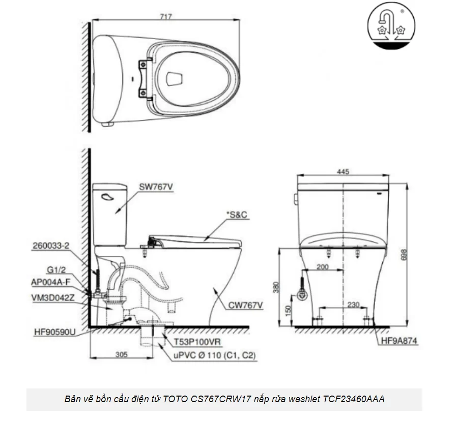 screenshot-2023-04-26-172749 Bồn Cầu Điện Tử TOTO CS767CRW17#XW Kèm Nắp Rửa Điện Tử WASHLET (Loại Giấu Dây) Dòng C2 - TCF23460AAA (220V)
