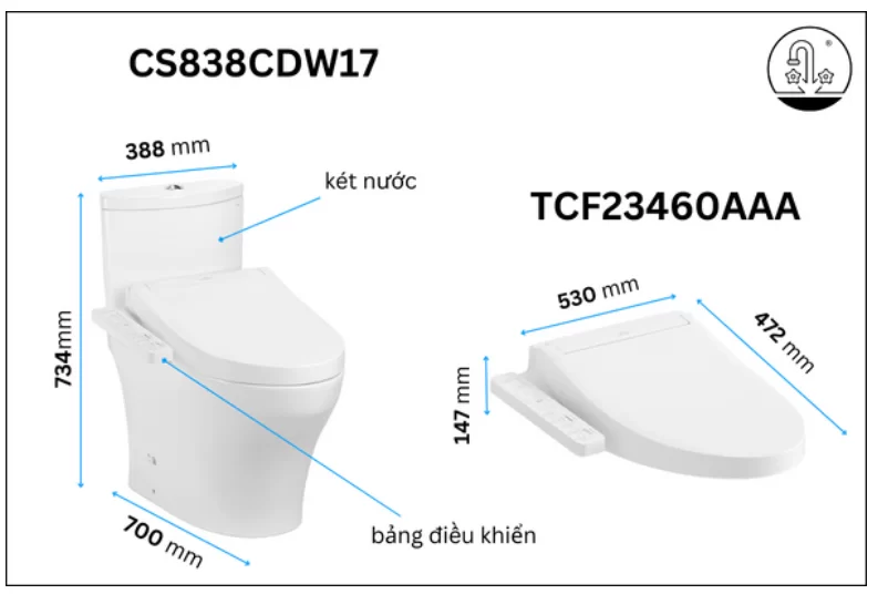 Bàn cầu điện tử TOTO CS838CDW17