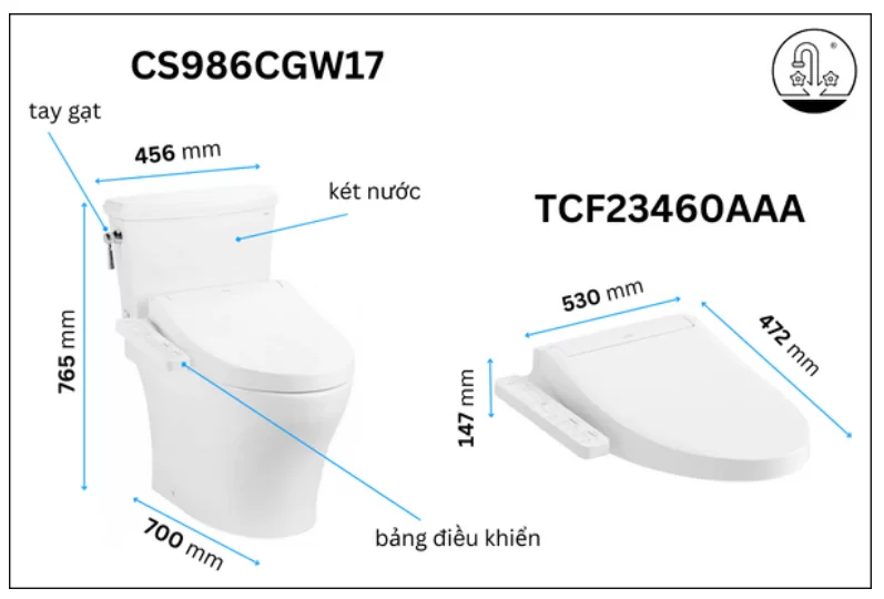 Bồn Cầu Điện Tử TOTO CS986CGW17#XW Kèm Nắp Rửa Điện Tử WASHLET (Loại Giấu Dây) Dòng C2 - TCF23460AAA (220V)