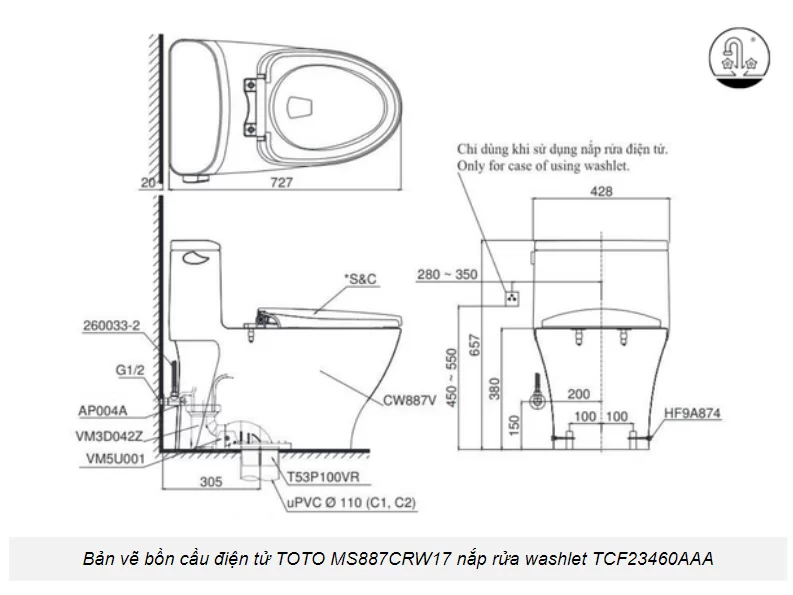 Bàn cầu TOTO MS887CRW17