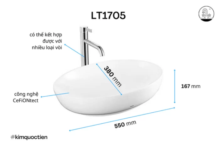 Chậu Rửa Mặt TOTO LT1705#XW Đặt Bàn