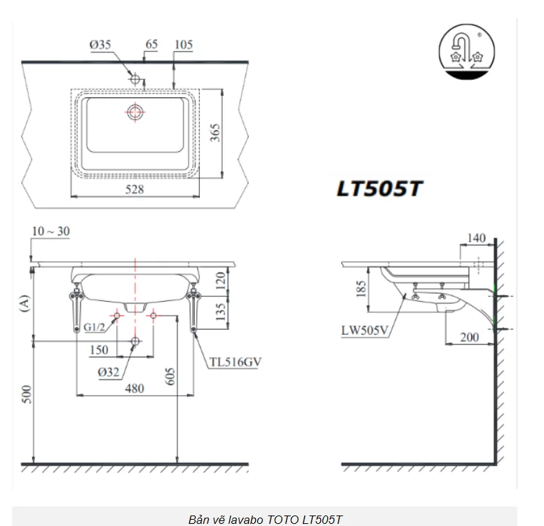 Chậu rửa mặt lavabo TOTO LT505T