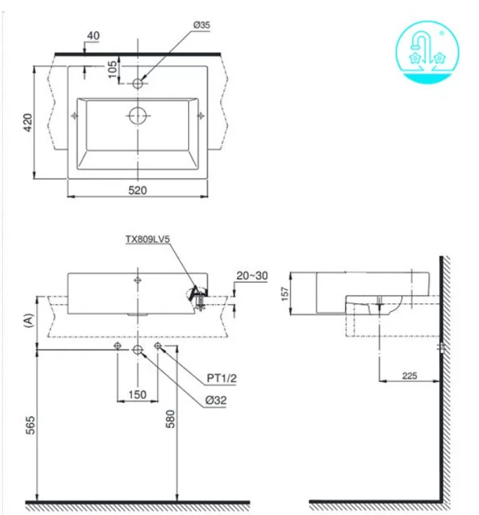 Chậu Rửa Mặt Lavabo TOTO LT647CR#XW Bán Âm Bàn