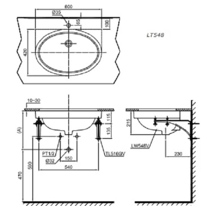 Chậu Rửa Mặt Lavabo TOTO LT548#W Âm Bàn