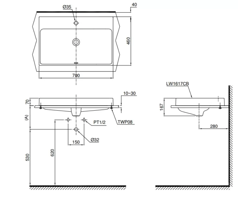 Chậu Rửa Mặt TOTO LW1617C#W Đặt Bàn