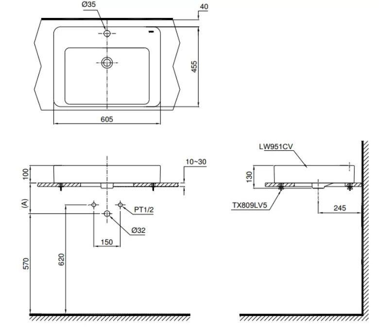 Chậu Rửa Mặt TOTO LT951C#W Đặt Bàn