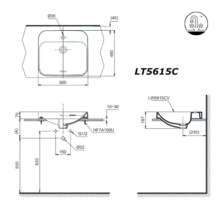 Chậu Rửa Mặt TOTO LT5615C#XW Đặt Bàn