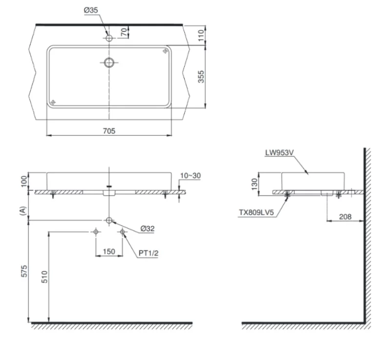 Chậu Rửa Mặt TOTO LT953#W Đặt Bàn
