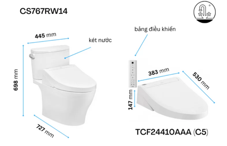 Bồn cầu 2 khối TOTO CS767RW14