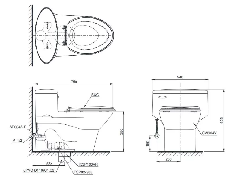 Bồn cầu ToTo MS904W7