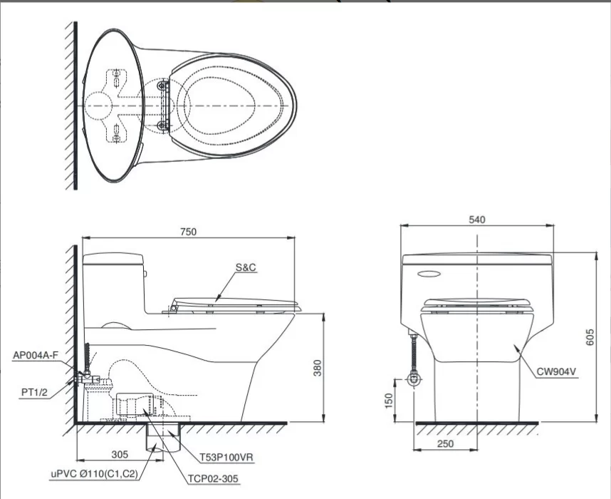 Bồn cầu ToTo MS904W6